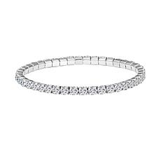 Stately Steel Stainless Steel CZ Elastic Bracelet