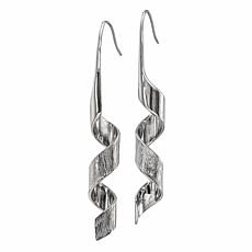 Stately Steel Swirl-Design Dangle Earrings