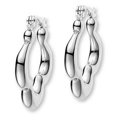 Stately Steel Wrap Flower Hoop Earrings