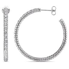 Sterling Silver 0.26ctw Diamond Pavé Hoop Earrings