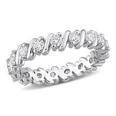 Sterling Silver 1.02ctw Moissanite Wave Eternity Band Ring