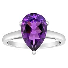 Sterling Silver 12x8mm Pear-Shaped Gemstone Ring