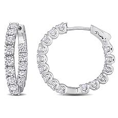 Sterling Silver 3ctw Created Moissanite Inside-Outside Hoop Earrings