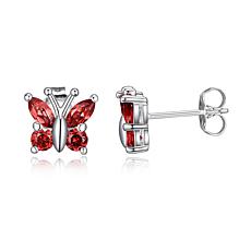 Sterling Silver Colored Gemstone Butterfly Stud Earrings