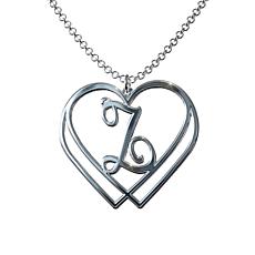 Sterling Silver "Entwined" Double Heart Initial Necklace