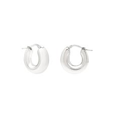 Sterling Silver Rhodium Finish Polished Round Hoop Graduated Earrings