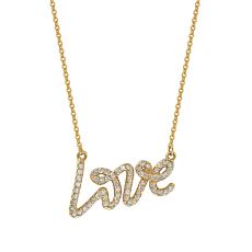 Suzy Levian 18" 14K Gold 0.30ctw Diamond Love Necklace