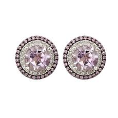 Suzy Levian Round-Cut Gemstone, Sapphire and White Topaz Stud Earrings