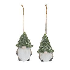 Terra Cotta Gnomes with Pine Tree Hats Ornaments - 6-piece Set