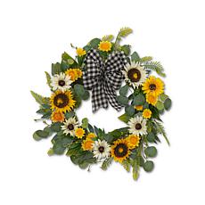 The Gerson Company 22"D Sunflower & Eucalyptus Wreath