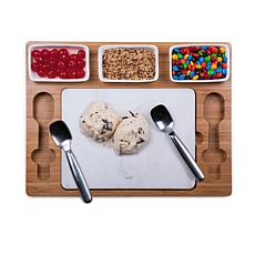 Toscana by Picnic Time Parlor Ice Cream Set (Bamboo & Marble)