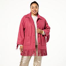 Tower Hill by Christie Brinkley Brushed Faux Melton Jacket with Fringe