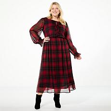 Tower Hill by Christie Brinkley Crinkle Chiffon Ruffle Front Maxi 