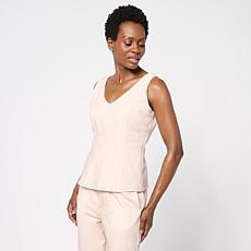 TowerHill by Christie Brinkley Double Take Denim Knit Illusion Tank 