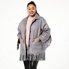 TWRHLL by Christie Brinkley Brushed Faux Melton Jacket with Fringe