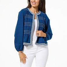 TWRHLL by Christie Brinkley Embroidered Lightweight Jacket