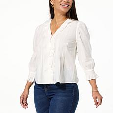 TWRHLL by Christie Brinkley Ruffle Front Blouse