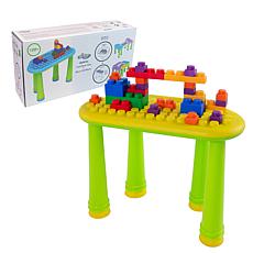 UNiPLAY Soft Building Table with 25-Piece Building Blocks - Yellow