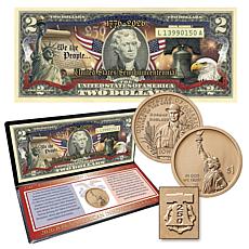 USA 25th Semiquincentennial Anniversary Coin & Colorized Currency Set
