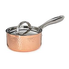 Vintage Hammered Tri-Ply Copper Saucepan with Lid