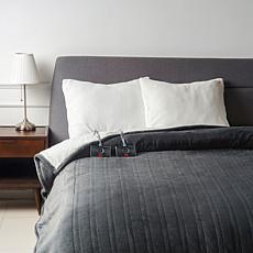 Warm & Cozy Plush to Sherpa Heated Blanket - Queen