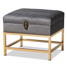 Wholesale Interiors Aliana Velvet Upholstered Small Storage Ottoman