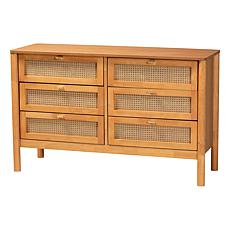 Wholesale Interiors Baxton Studio Jenn Japandi 6-Drawer Rattan Dresser