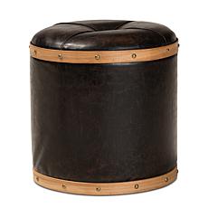 Wholesale Interiors Farrow Faux Leather and Oak Finished Wood Ottoman