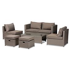 Wholesale Interiors Haina Grey Fabric and Faux Rattan 6Pc Patio Set