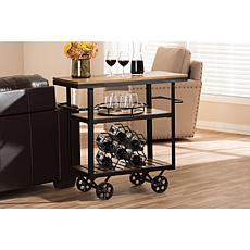 Wholesale Interiors Kennedy Serving Cart - Black Metal/Distressed Wood