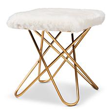 Wholesale Interiors Valle Faux Fur Upholstered Ottoman
