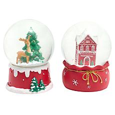 Winter Lane 5" LED Resin Snow Globes Set of 2