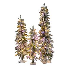 Winter Lane Down Swept LED Trees 3-Piece Set