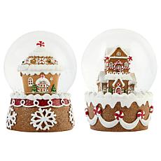 Winter Lane LED Gingerbread House Snow Globes Set of 2