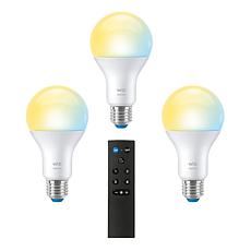 WIZ Dimmable White LED A19 Smart Bulb 3-Pack with Remote