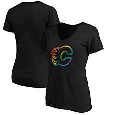 Women's Fanatics Black Calgary Flames Team Pride Logo V-Neck T-Shirt