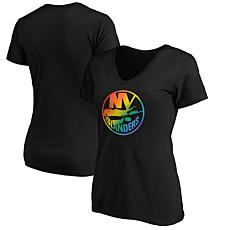 Women's Fanatics Black New York Islanders Team Pride Logo V-Neck T-...