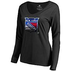Women's Fanatics Black New York Rangers Midnight Mascot Long Sleeve...