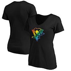 Women's Fanatics Black Pittsburgh Penguins Team Pride Logo V-Neck T...