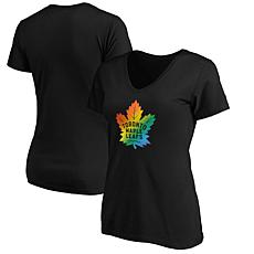 Women's Fanatics Black Toronto Maple Leafs Team Pride Logo V-Neck T...
