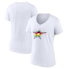 Women's Fanatics White Dallas Stars Team Pride Logo V-Neck T-Shirt