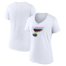 Women's Fanatics White St. Louis Blues Team Pride Logo V-Neck T-Shirt