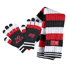 Women's Wear by Erin Andrews Red Tampa Bay Buccaneers Ombre Pom Knit Hat and Scarf Set