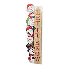 Wooden Let It Snow Stack Snowman Porch Decor 41.75"H