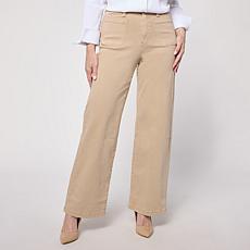 WynnDenim Wide Leg Twill Pant with Patch Pockets