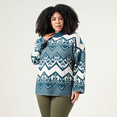Wynne Collection Mixed Yarn Jacquard Sweater