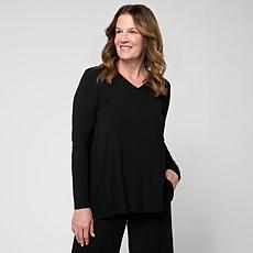 WynneCollection Long-Sleeve Jersey Knit V-Neck Top