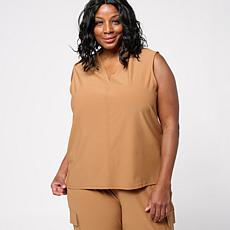 WynneCollection Luxe Crepe Sleeveless V-Neck Top