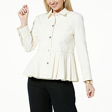 WynneLayers Comfort Stretch Twill Pleated Peplum Jacket