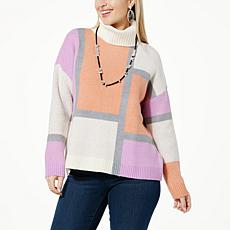 WynneLayers Geometric Pattern Jacquard Knit Boxy Sweater